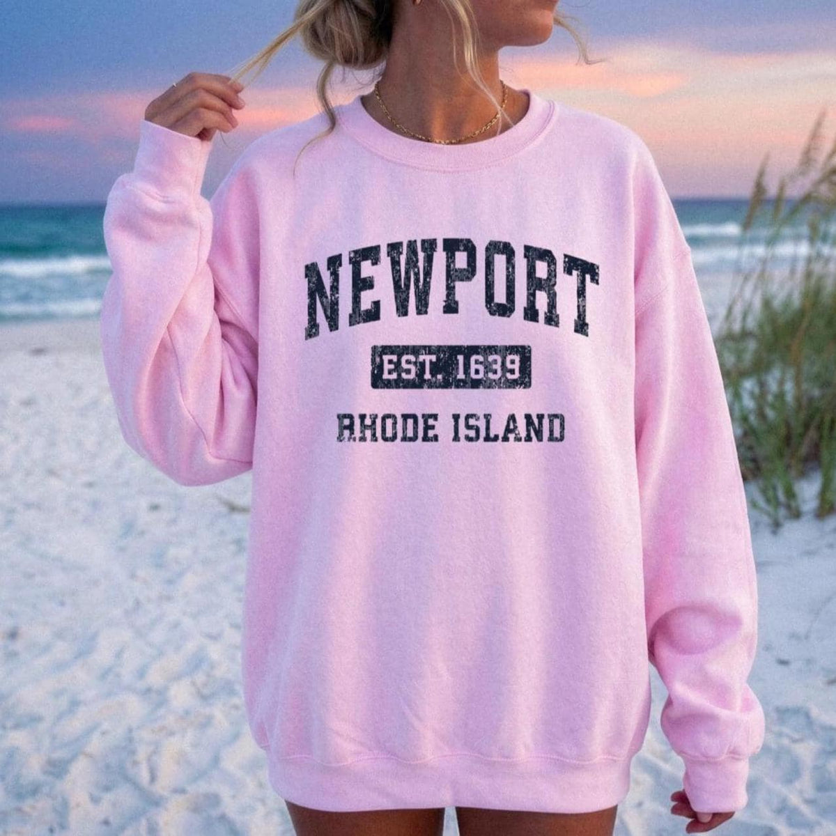 Vintage Newport Rhode Island Sweatshirt | Retro Beach Crewneck, Coastal Crewneck, Newport RI Graphic Cozy Oversized Beachy Sweatshirt