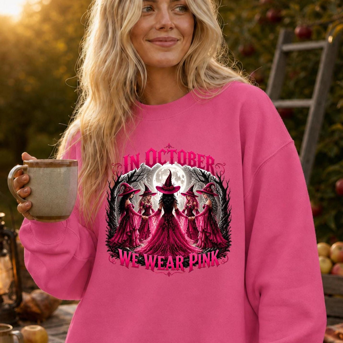 In October We Wear Pink, Cute Witchy Gothic Tee,  Support Squad Top, Comfort Colors, Gildan