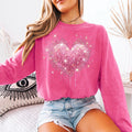 Pink Splattered Heart Valentine's Day Long Sleeve Comfort Colors T-shirt