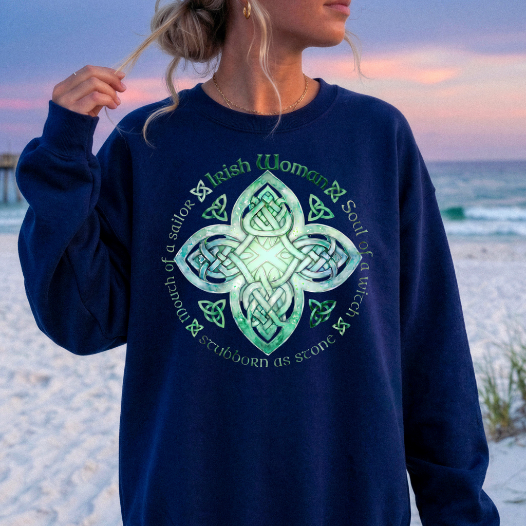 Irish Woman Sweatshirt – Celtic Knot Crewneck, Sassy Irish Girl Gift, St. Patrick's Day