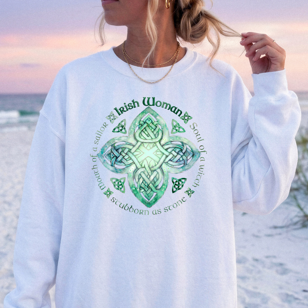 Irish Woman Sweatshirt – Celtic Knot Crewneck, Sassy Irish Girl Gift, St. Patrick's Day