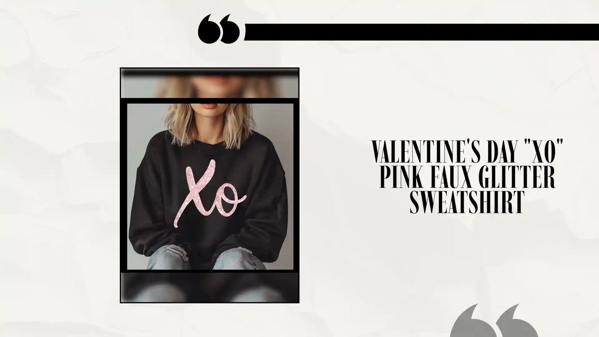 Valentine's Day "XO" pink faux glitter sweatshirt by@Outfy
