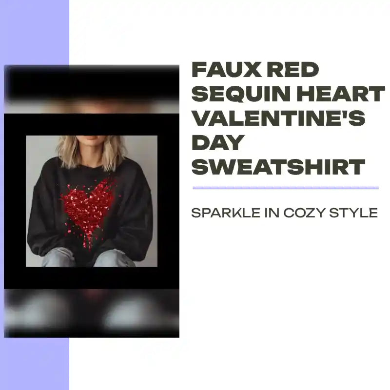 FAUX Red Sequin Heart Valentine's Day Sweatshirt by@Outfy
