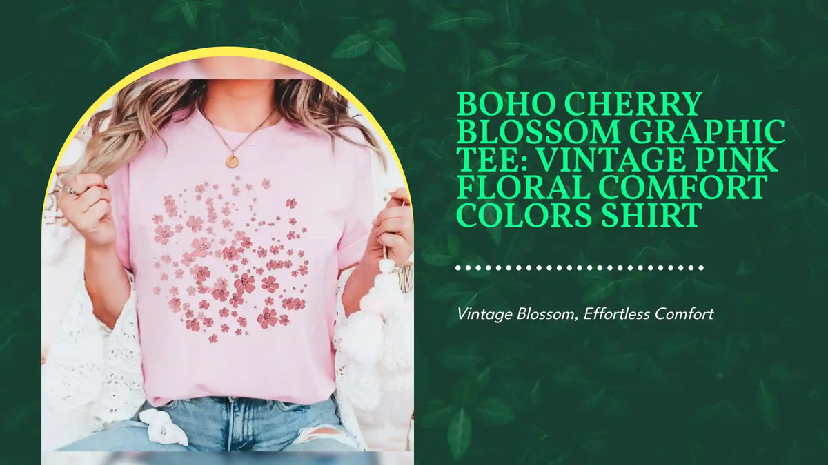 Boho Cherry Blossom Graphic Tee: Vintage Pink Floral Comfort Colors Shirt by@Outfy