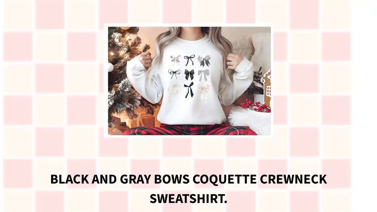 Black and gray bows coquette crewneck sweatshirt. by@Outfy